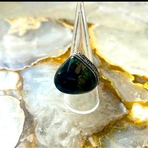 GENUINE MOSS AGATE STERLING SILVER RING